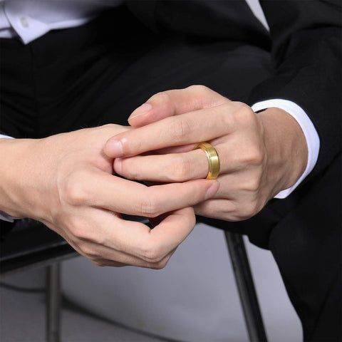 6mm 8mm Mens Womens Gold Tungsten Wedding Ring Band Brush Finish Scratch Resistant Size 5-14 …