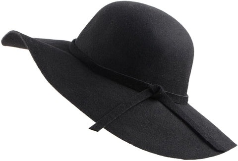 Women's Foldable Wide Brim Felt Bowler Fedora Floopy Wool Hat
