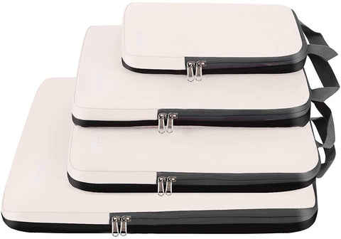 Bagail 4 Set Compression Packing Cubes+3 Ultra-light Water-resistant Zipper Pouch