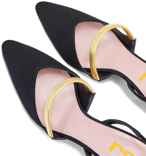 FSJ Women Trendy Mid Low Heeled Slingback Pumps Slip On Pointed Toe Sandals Basic Business Party Shoe 4-15 US