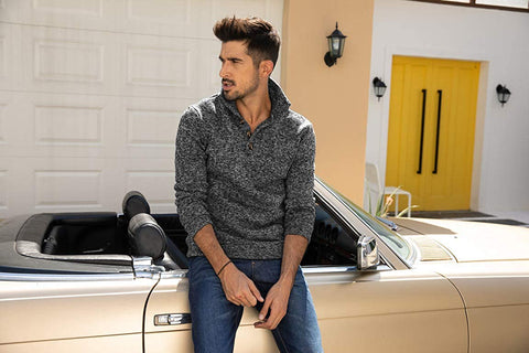 Men Casual Knit Pullover Sweatshirt Slim Fit Thermal Fashion Sweater
