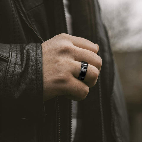 TRUMIUM 8mm Black Etched Deer Head Tungsten Carbide Wedding Band Men's Hunting Ring Size 6-15