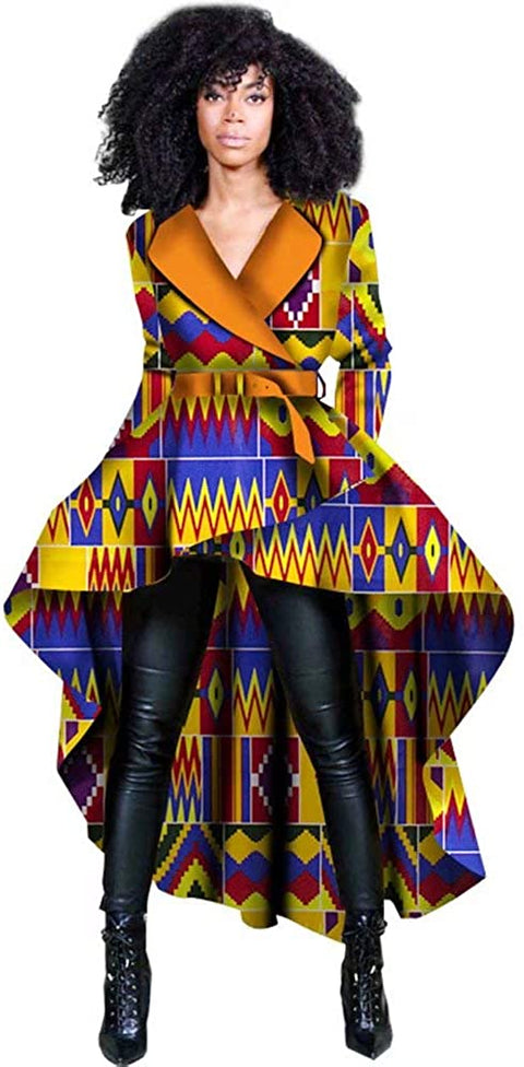 Women African Traditional Top Dashiki Print Long Sleeve Shirt Casual Cotton Outwear