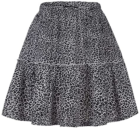 Urban CoCo Women's Sexy Leopard Printed Stretchy Flared Mini Skater Skirt