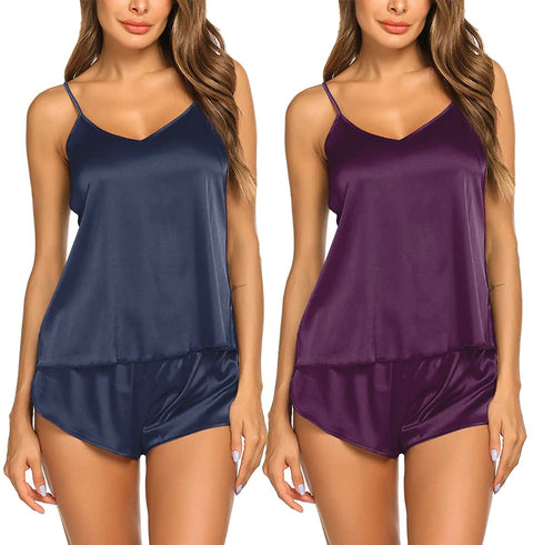 Sexy Women Satin Sleepwear  2 Piece