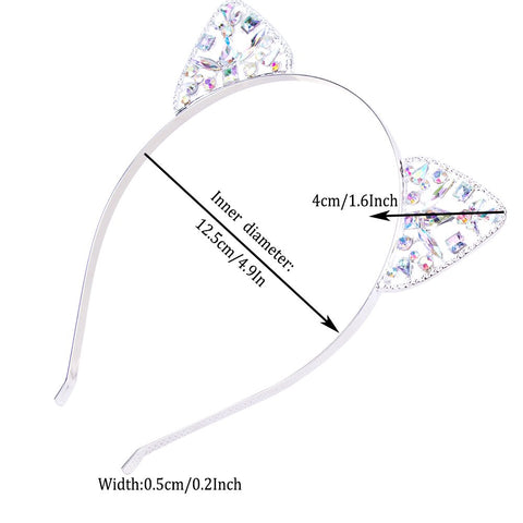 AWAYTR 3PC - Crystal Cat Ears Hair Hoop Headband for Women Girls Cats Ears Hairband Headwear Hair Accessories Christmas Gift (Floral)