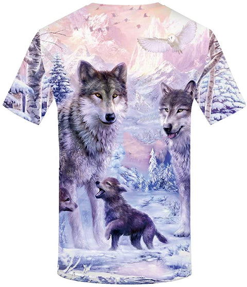 KYKU Unisex Wolf Shirt Wolves Shirts Wild Animal 3D Printed Graphic T-Shirt