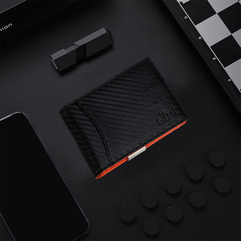 Mens Wallet Slim Bifold Wallets for Men Money Clip Wallet RFID Blocking Front Pocket Leather Minimalist Wallet