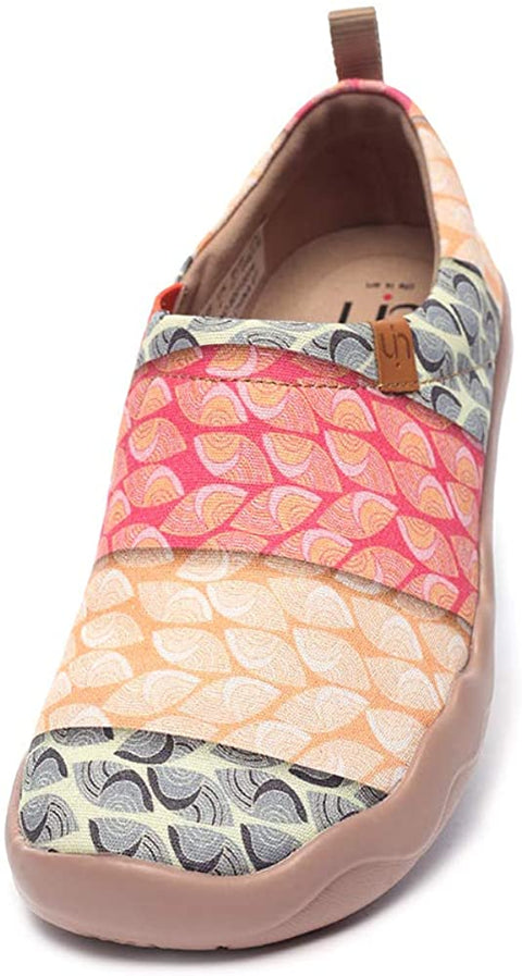 UIN Women's Bodhi Leaf Slip On Summer Spring Canvas Fashion Sneaker Art Painted Shoes (9)