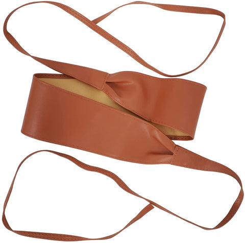 Womens Waist Belts For Dress Wide Leather Cinch Belt Lace Up Wrap Around Obi Bowknot Waistband
