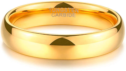 TRUMIUM 4mm Tungsten Wedding Band Ring for Men Women Gold Plated Domed High Polished Comfort Fit 6