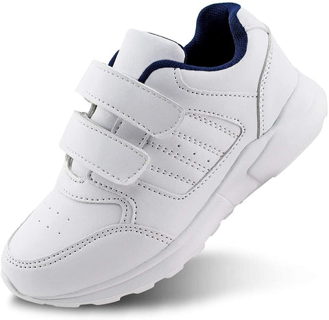 Kids Black/White Hook and Loop School Uniform Sneaker