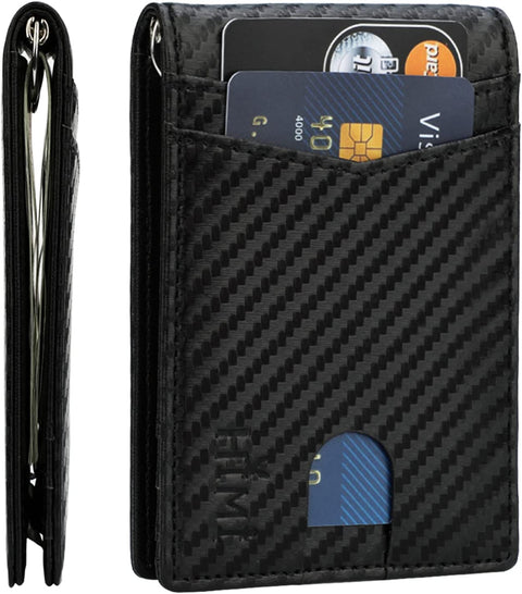 Slim Wallet for Men RFID Blocing Money Clip Wallet Minimalist Bifold Wallet Front Pocket Credit Card Wallet