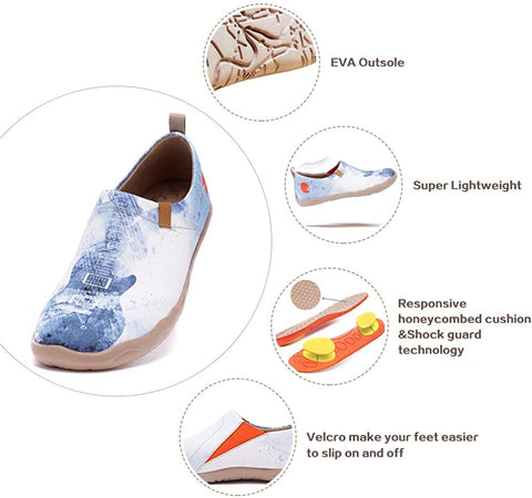 UIN Women's Men's Slip ons Canvas Lightweight Sneakers Walking Casual Flats Art Painted Travel Shoes Unisex Music Chase
