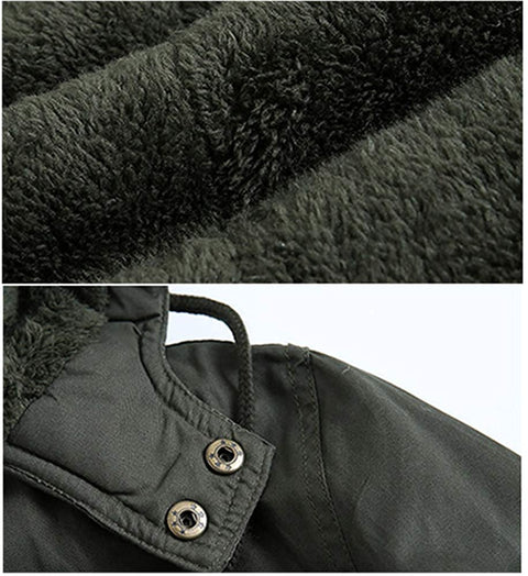Men's Full Zip Up Inner Fleece Lined Winter Parka Jacket