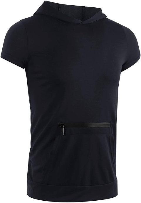 iWoo Mens Fashion Muscle T Shirts Hooded Workout Shirts with Pocket