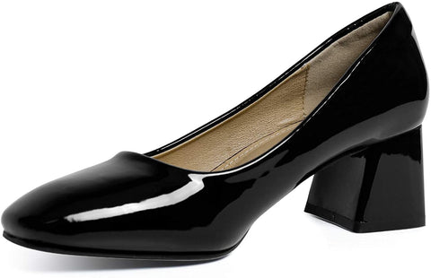 Heel The World Women's Dress Pumps Low Chunky Block Heels Square Toe Party Office Shoes