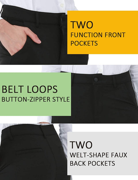 Dress Pants for Women Business Casual Stretch Skinny Work Pants with Pockets (YOGBlack, Small)