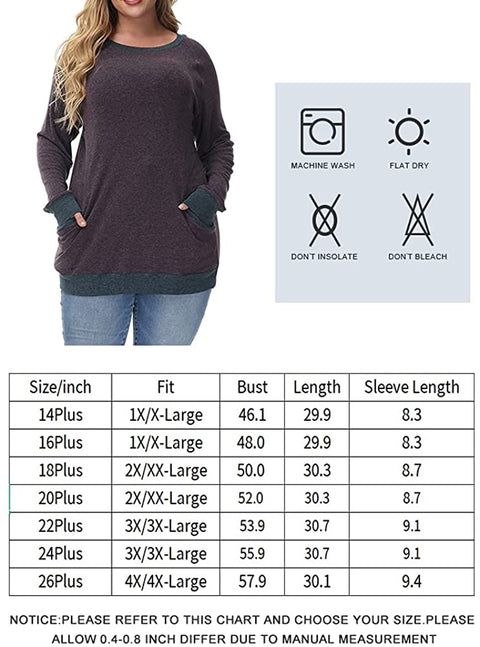 Plus Size Sweatshirts for Women No Hood Crewneck Pullover Long Sleeve Tops Fall Casual Tunic Sweatshirt