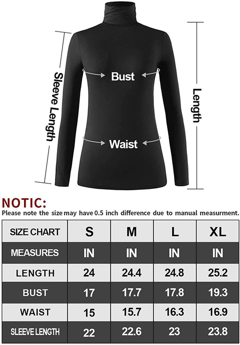 Xelky Womens Long Sleeve Turtleneck Shirt Lightweight Slim Turtle Neck Active Tops Basic Pullover Undershirt 2 Pack