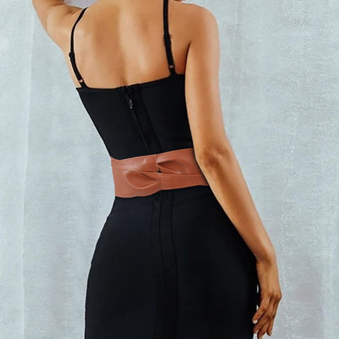 Womens Waist Belts For Dress Wide Leather Cinch Belt Lace Up Wrap Around Obi Bowknot Waistband