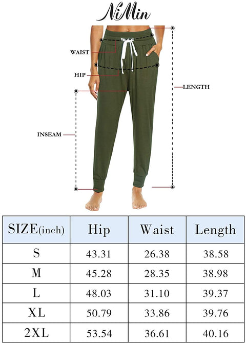Yoga Pants with Pockets for Women Drawstring High Waisted Pants Loose Workout Joggers Pants Army Green X-Large