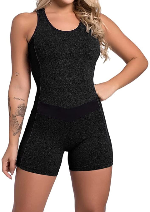 Womens Sleeveless Workout Rompers Active Yoga Running Bodycorn Jumpsuit Activewear