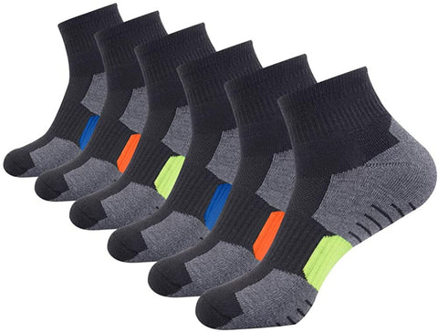 Mens Ankle Athletic Socks Quarter Cushioned Sports Running Casual Sock 6 Pack