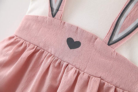 Baby Girls Rabbit Style Long Sleeve Princess Flower Dress (6M, Pink)