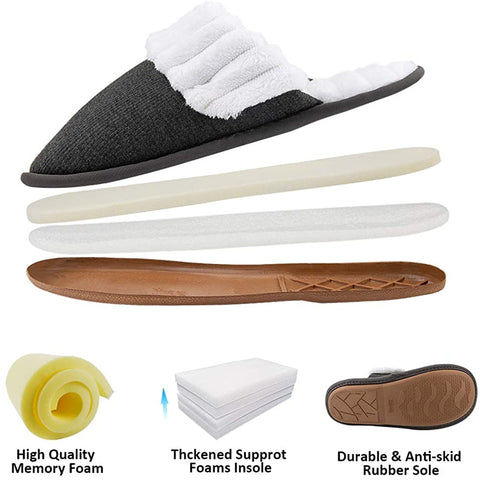 Women's Cozy Fuzzy Plush Fleece Slippers Soft Memory Foam Ladies House Shoes Warm Knit Bedroom Flat Shoe Anti-Slip Indoor Outdoor