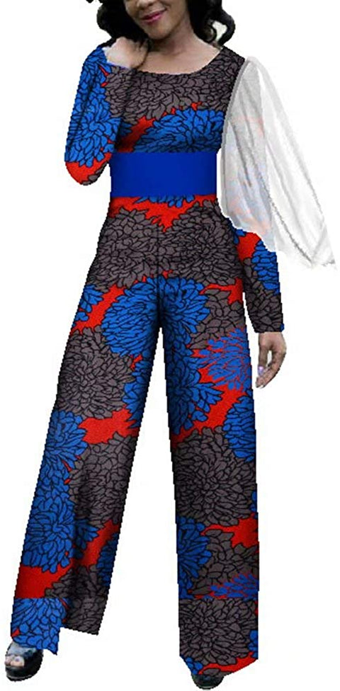 XIAOHUAGUA African Women Jumpsuits Casual Outfits Loose Romper Jumpsuit with Yarn Long Sleeves