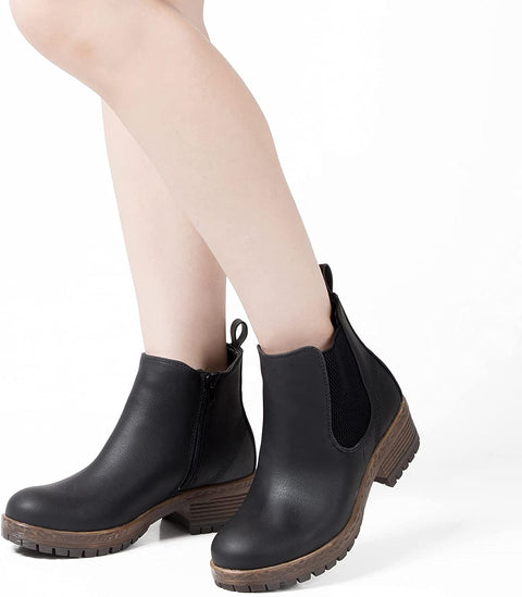 mysoft Women's Fashion Chelsea Boots Chunky Heel Ankle Booties