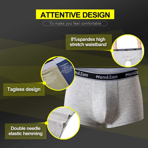 Men's Boxer Brief 5 Pack Bamboo Viscose Soft Comfortable Underwear for Men