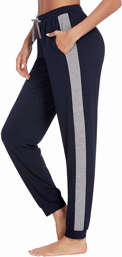 Women Pajama Pants Comfy Lounge Pants Long Pajama Bottoms Elastic Waist Jogger Pants with 2 Pockets