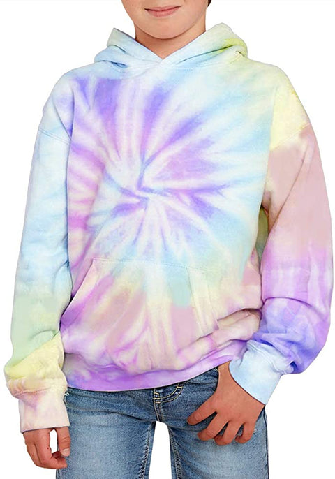 GAMISOTE Unisex Kids Tie Dye Sweatshirt Boys Girls Hooded Kangaroo Pocket Pullover Hoodies