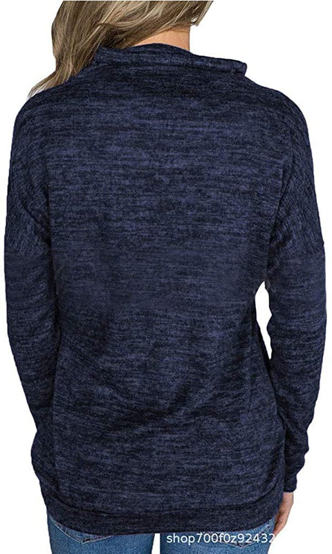 Women's Solid Half High Neck Sweatshirt Plain Long Sleeve Shirt