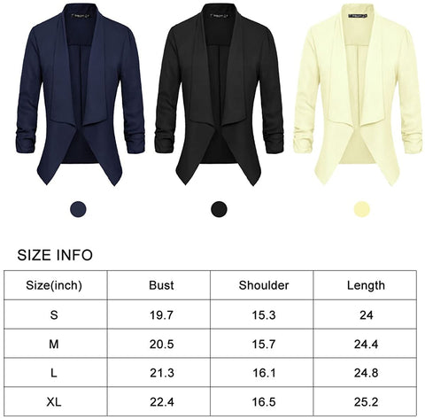Women's Ruched Sleeve Lightweight Thin Chiffon Blazer