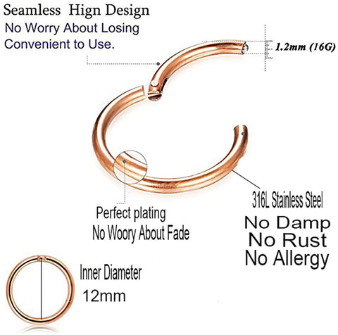 Hinged Clicker Segment Septum Lip Nose Hoop Rings