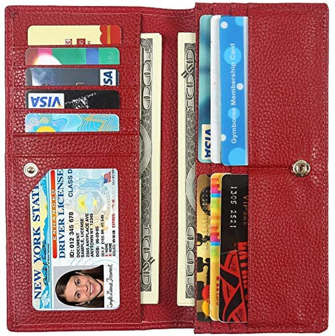 Lavemi RFID Blocking Ultra Slim Real Leather Credit Card Holder Clutch Wallets for Women