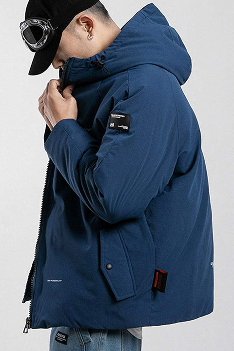 Men's Stylish Thicken Warm Down Jacket Classic Regular Fit Hooded Parka Jacket