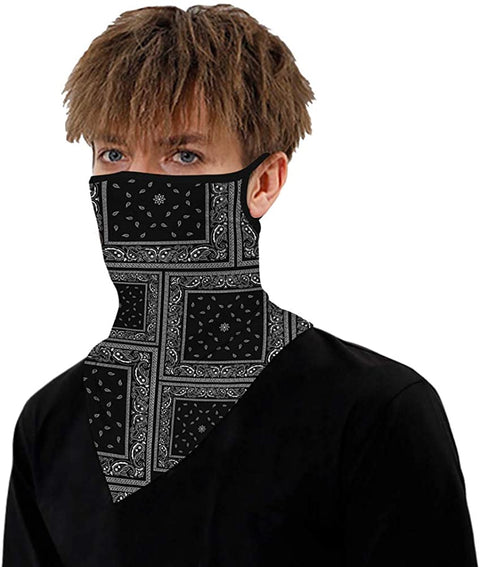 Unisex Face Balaclava Scarf Bandana Ear Loops Neck Gaiter for Dust Wind Motorcycle Headwear Outdoors