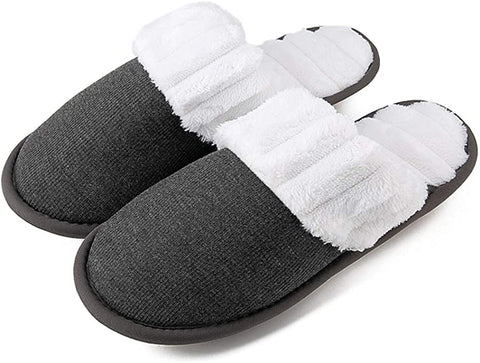 Women's Cozy Fuzzy Plush Fleece Slippers Soft Memory Foam Ladies House Shoes Warm Knit Bedroom Flat Shoe Anti-Slip Indoor Outdoor