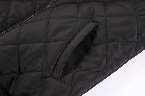 Mens Quilted Bomber Jackets Rib Diamond Lightweight Varsity Jackets Winter Chunky Flight Padded Coat Outwear
