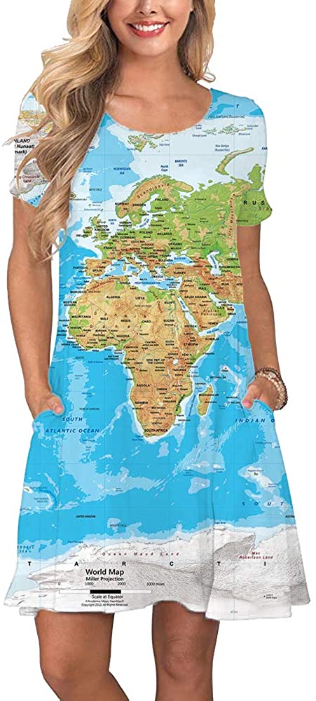 KYKU Print Dresses for Women Graphics Dress Short Sleeve with Pockets