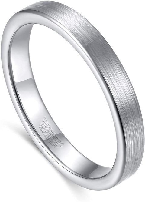 TRUMIUM 3mm 5mm Tungsten Rings for Women Mens Rose Gold/Silver Brushed Thin Engagement Wedding Band Comfort Fit Size 4-12