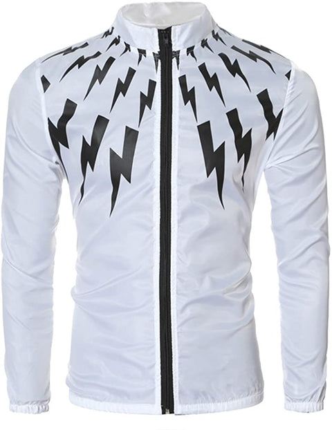 Men's Lightweight Lightning Print Jacket Casual Zip Up Training Jacket
