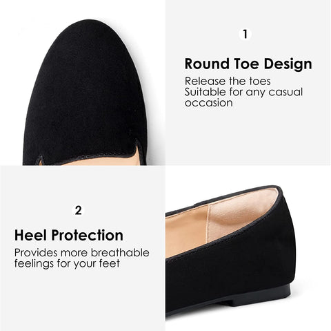 mysoft Women's Flats Slip on Loafer Ballet Flat Shoes with +Comfort Heel Protection