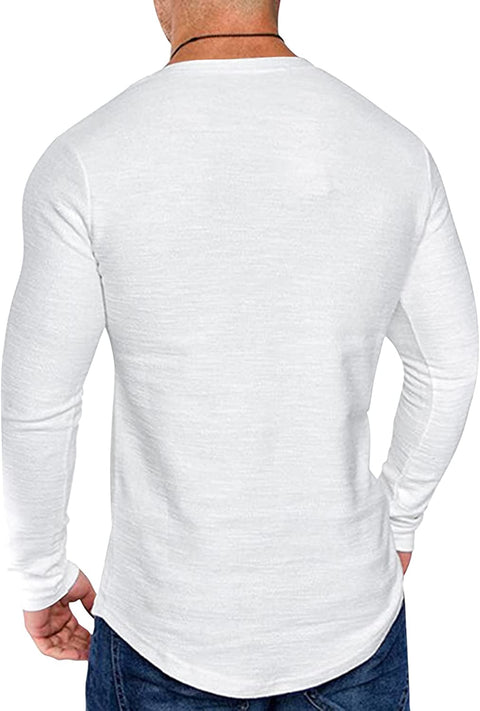 Men 2 Pack Muscle V Neck T Shirt Gym Athletic Fit Long Sleeves Tee Top