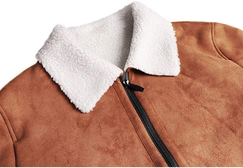 Men's Casual Sherpa Fleece Lined Jacket Fashion Turn Down Collar Zip Up Jackets