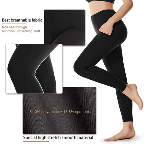 Women's Yoga Pants Leggings Elastic High Waist Plus Size Pants with 2 Pockets